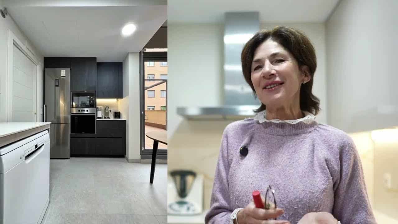 Lucía en su cocina reformada en Sanchinarro